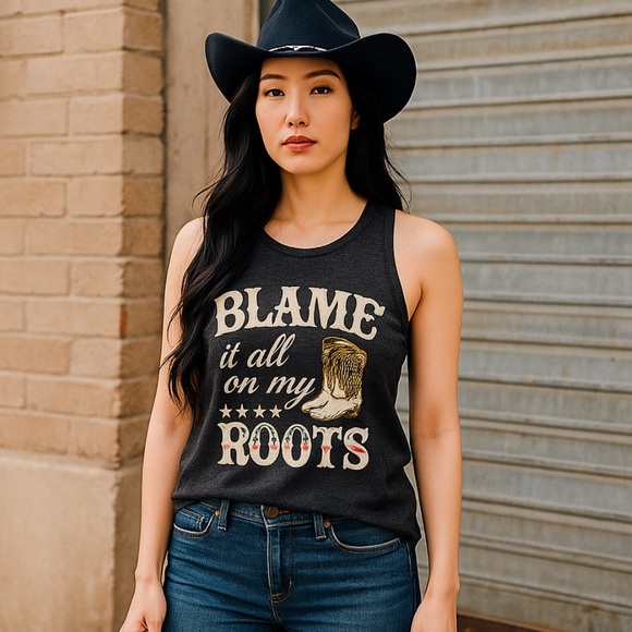 Tops - Black cute tank top with song lyrics by Garth Brooks on front!